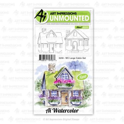 Art Impressions Watercolor Cling Stamps - Large Cabin